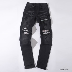 블랙 디스트로이드 데님 팬츠